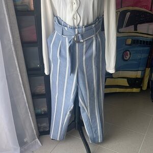 Striped Blue High-Waisted Pantsuit